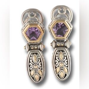 John Hardy amethyst two tone dangle earrings